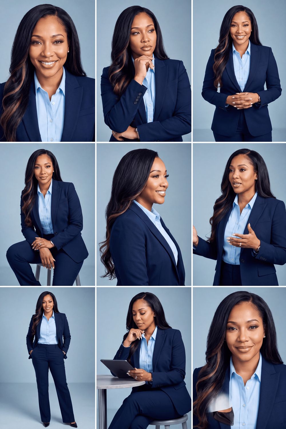 Professional headshot portrait sheet produced from a Promptliora image prompt
